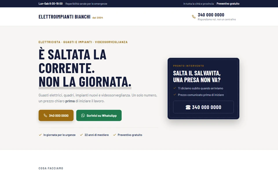 Il sito di esempio Elettroimpianti Bianchi