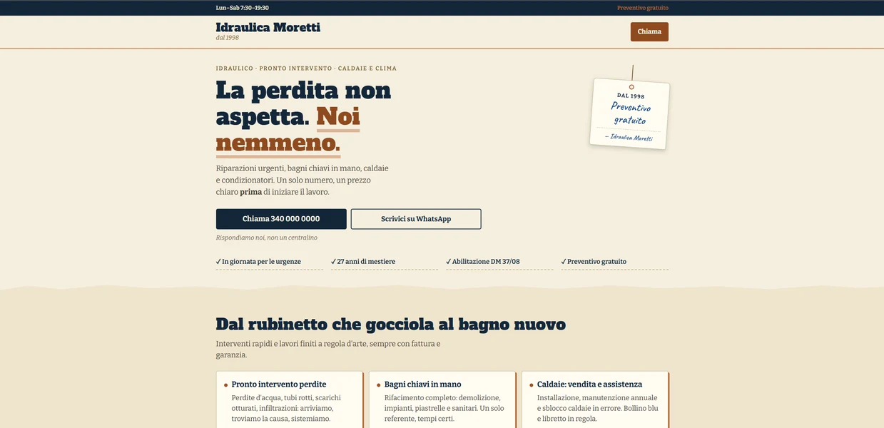 Il sito di esempio Idraulica Moretti